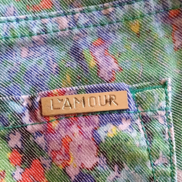 L'Amour Blue and Green Ankle Cropped Jeans - Picture 5 of 6